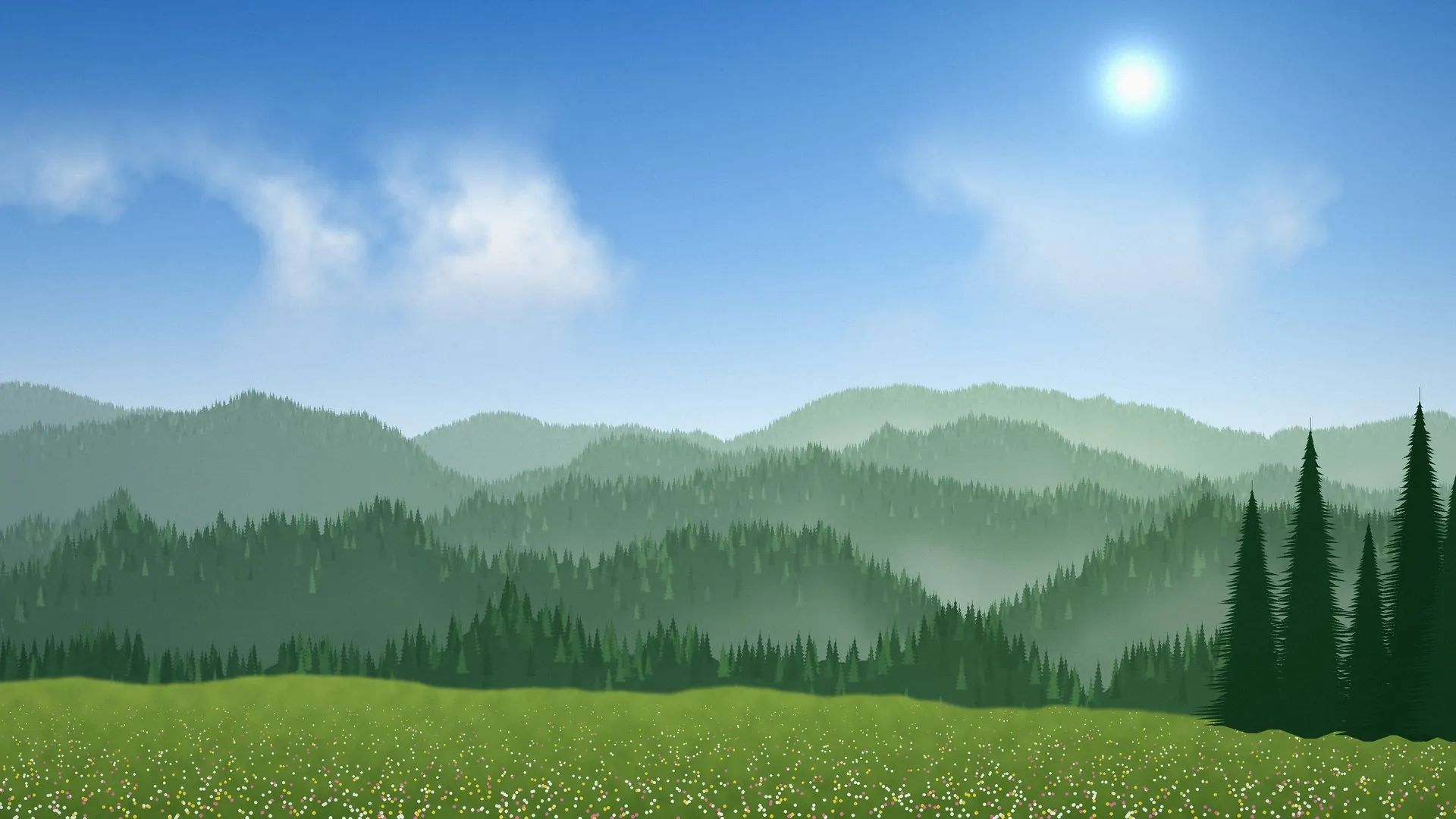 Sonnige Schwarzwald-Landschaft mit Tannenwäldern rund um Dobel